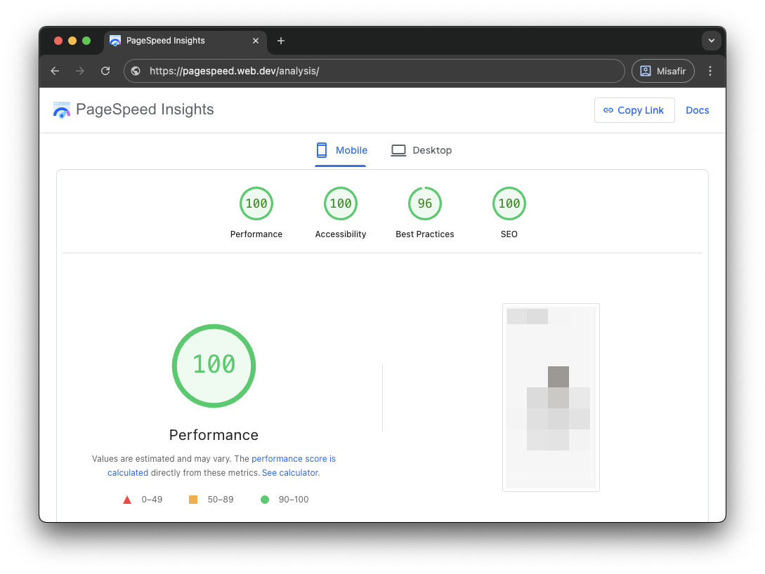 WordPress Pagespeed Skoru